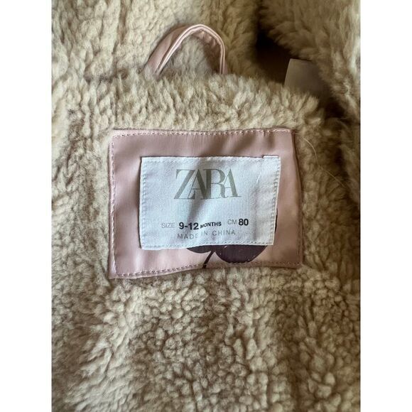 ZARA BABY GIRL APPLE SHERPA LINED JACKET SIZE 9-12 MONTHS - Picture 5 of 9